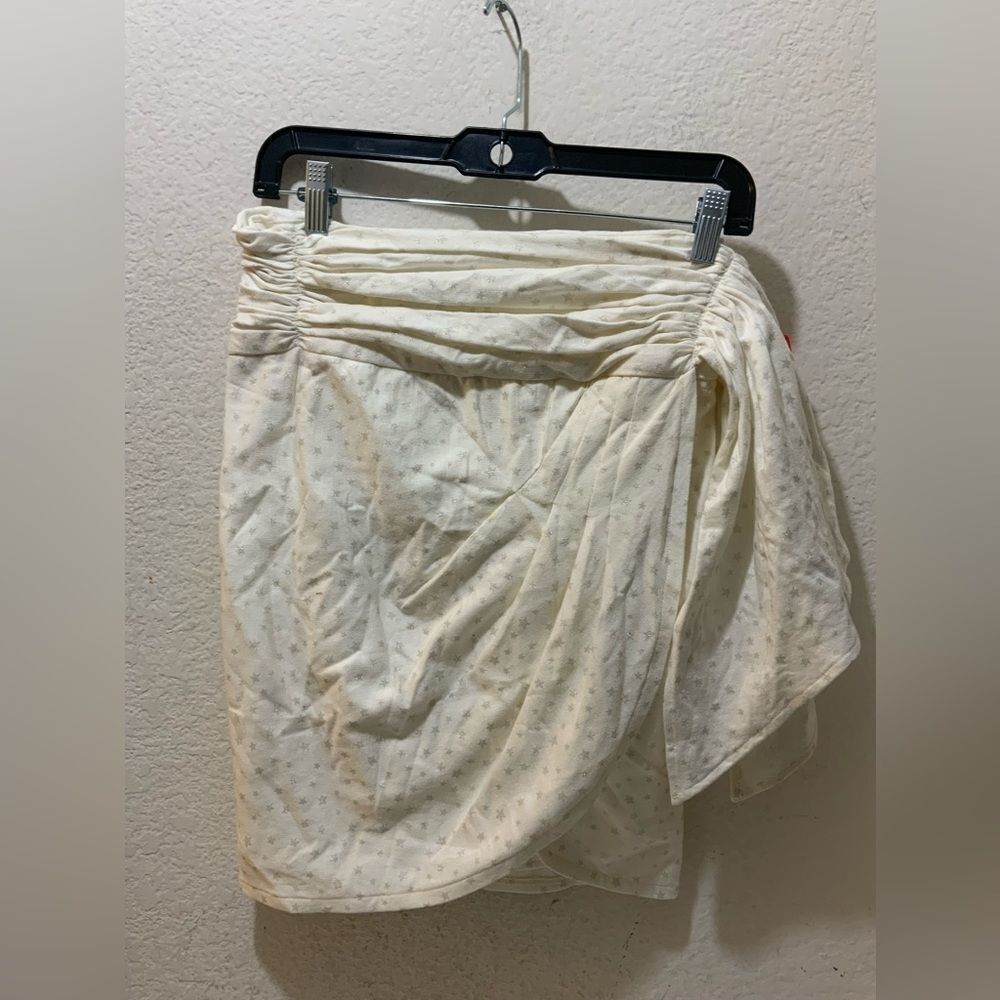 KOCH white and gray  with stars draped   Mini skirt XS